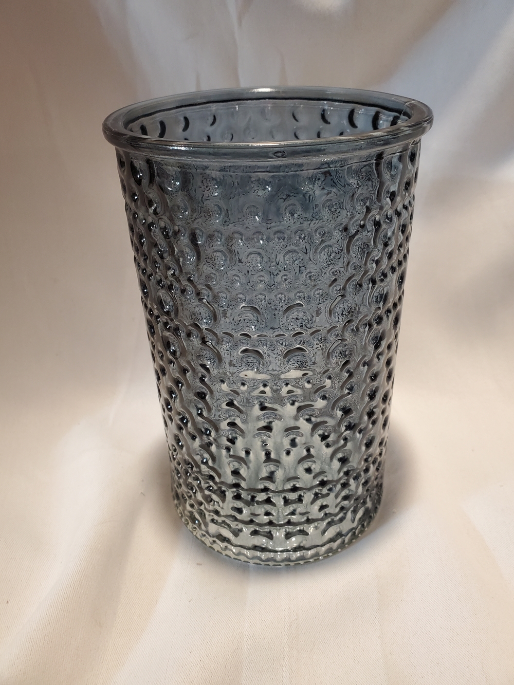 Vintage 1960s DPS Bubble Mold,smoky  Blue Glass Cylinder Vase -